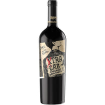 Wine bottle with a unique label on a white background