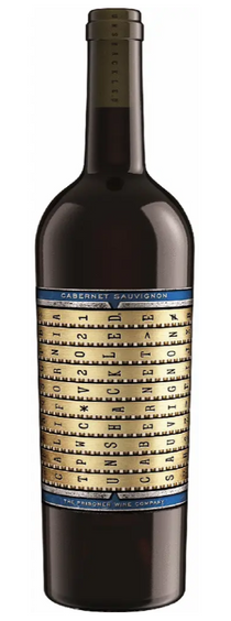 Wine bottle with a detailed label on a white background