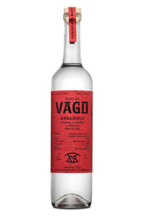 Clear bottle with a red label on a white background