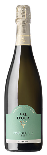 Val D'Oca Prosecco DOC bottle on a white background