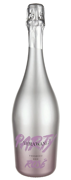 Silver bottle of Prosecco with 'VERAWANG' branding on a white background