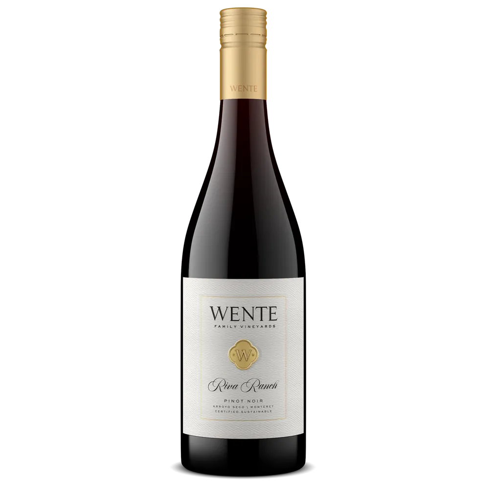 Wente Pinot Noir wine bottle on a white background