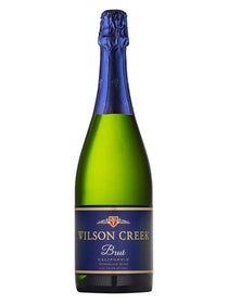 Bottle of Wilson Creek Brut sparkling wine on a white background