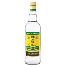 Bottle of Wray & Nephew White Werproof Rum on a white background