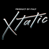 Metallic 'Xtatic' logo with 'Product of Italy' text on a black background