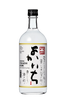 Alcohol bottle with a white label featuring black text and a red logo on a white background