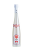 White bottle with a label on a white background