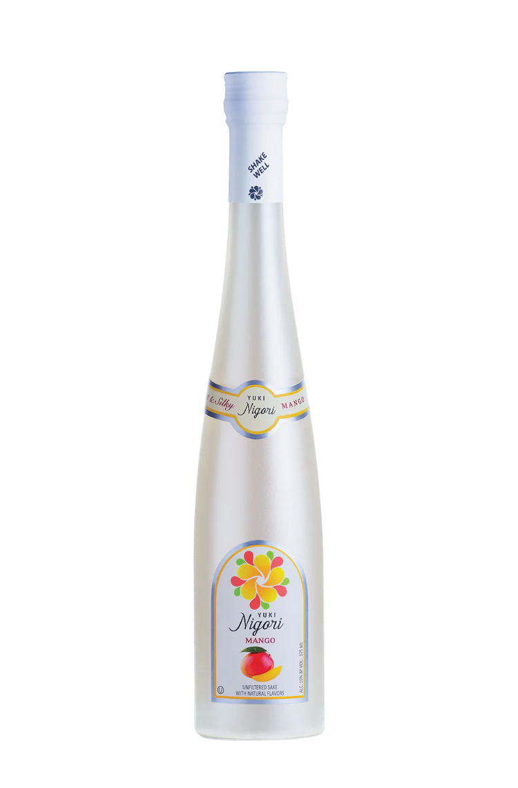White bottle with a colorful label on a white background
