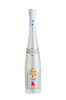 White bottle with a colorful label on a white background