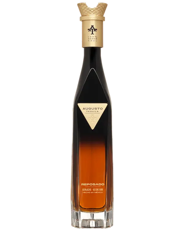 Bottle of Augusto Tequila Reposado on a white background